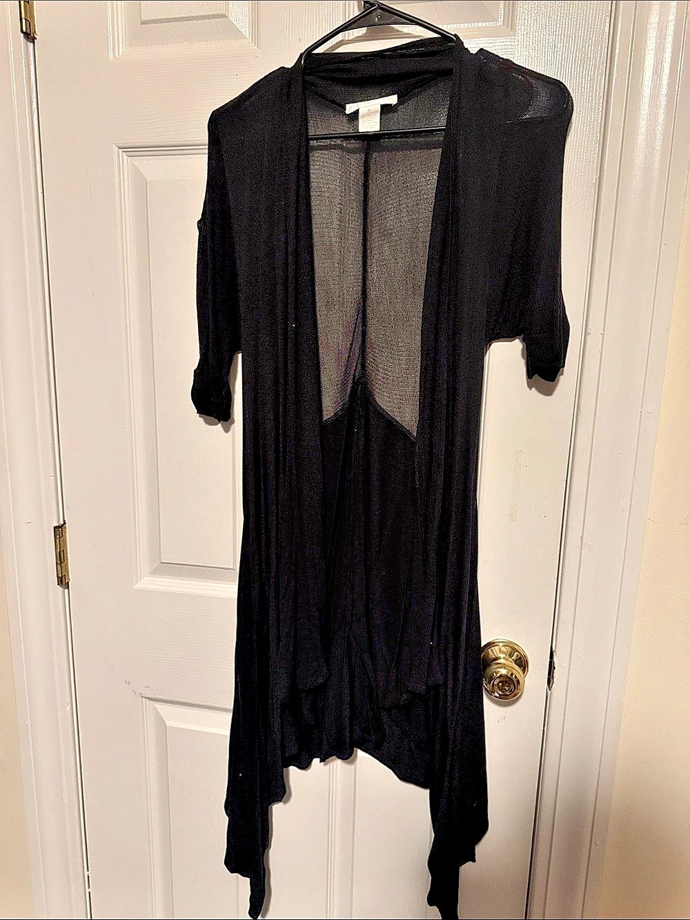Design History Long Black Drape Cardigan Size Medium Like New